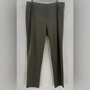 Pure Jill Tapered Ankle Pima Cotton Pull On Comfy Soft Pants Olive Green Size L